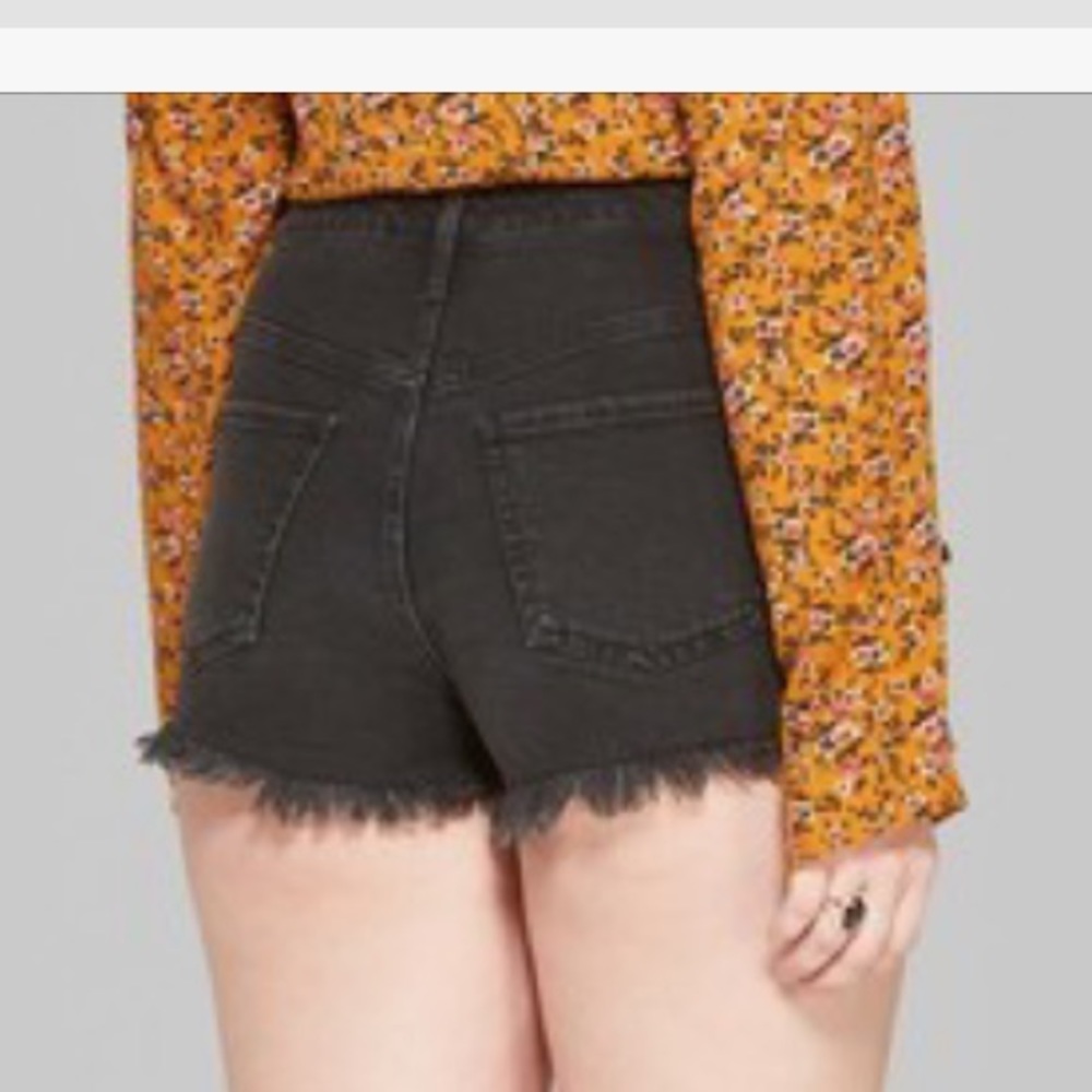 WILD FABLE high rise frayed hem black denim jean shorts